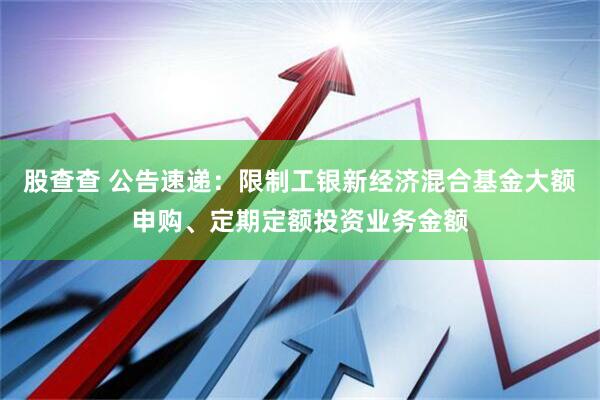 股查查 公告速递：限制工银新经济混合基金大额申购、定期定额投资业务金额